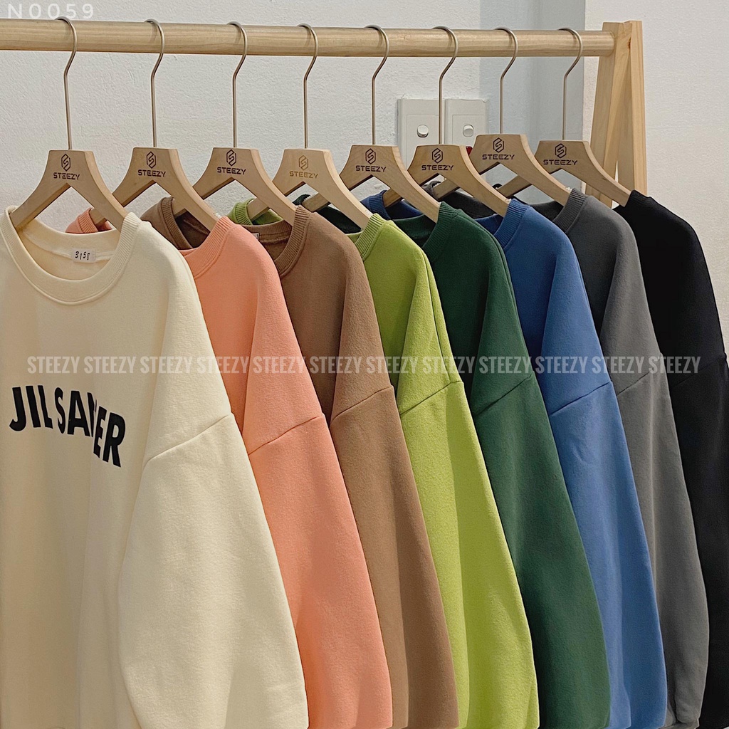 [N0059] Áo sweater nỉ bông cổ tròn in chữ JIL SANDER form rộng (Có sẵn/Ảnh thật)