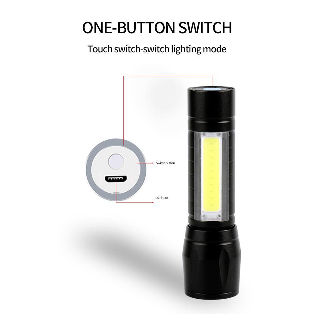 Đèn Pin Bóng LED Sạc USB Chống Thấm Nước Kèm Dây Treo Tiện Dụng