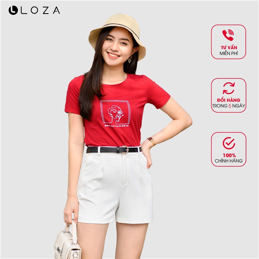 [Mã BMLTA50 giảm 50K đơn 150K] Áo phông cộc tay hình cô gái-LOZA PT02102