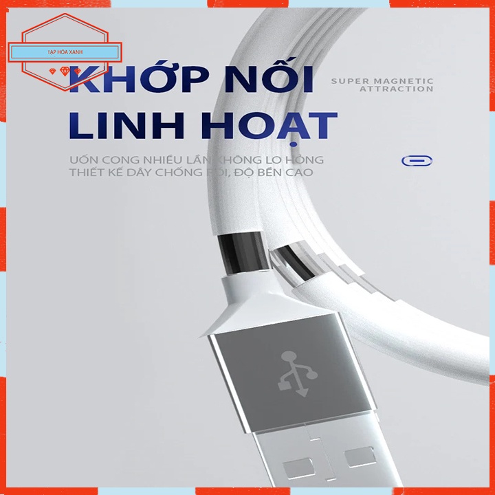 Dây Cáp Sạc Điện Thoại Đa năng Cáp Xạc Hít Nam Châm Chống Rối 3 Đầu Cao Cấp