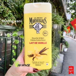Sữa tắm dưỡng thể Le Petit Marseillais hương vani dưỡng ẩm da, dưỡng da từ thiên nhiên, làm sạch da, bio, hữu cơ