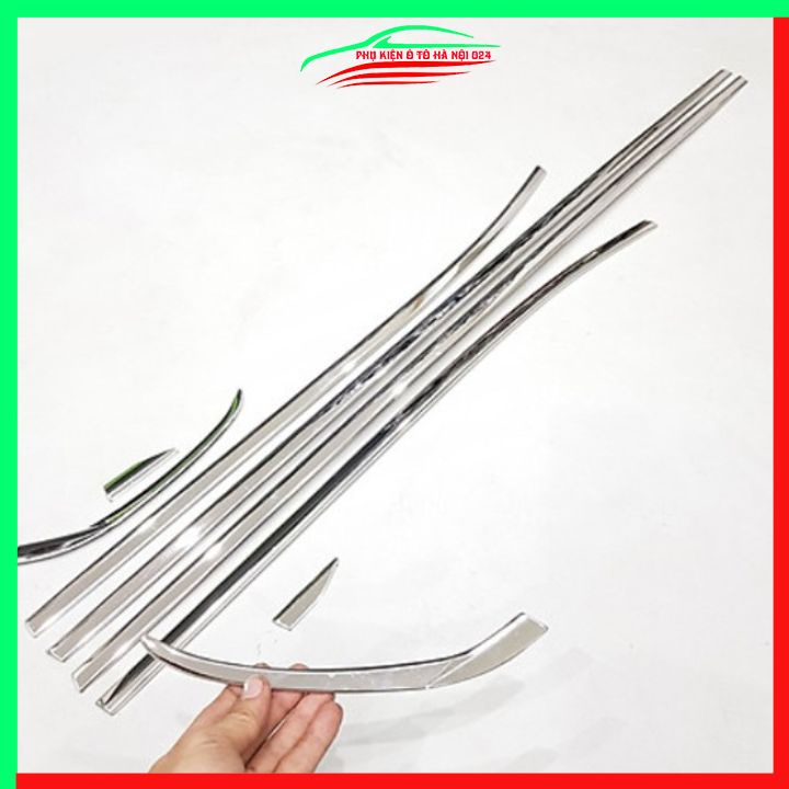 Bộ nẹp viền chân kính cong kính Vinfast Fadil 2019-2023 Inox sáng bóng chuẩn form xe
