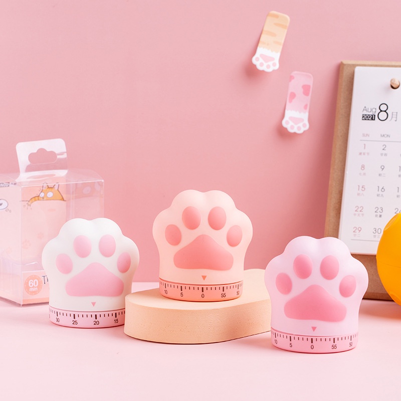 Đồng Hồ Hẹn Giờ 60 Phút Hình Dấu Chân Mèo Dễ Thương