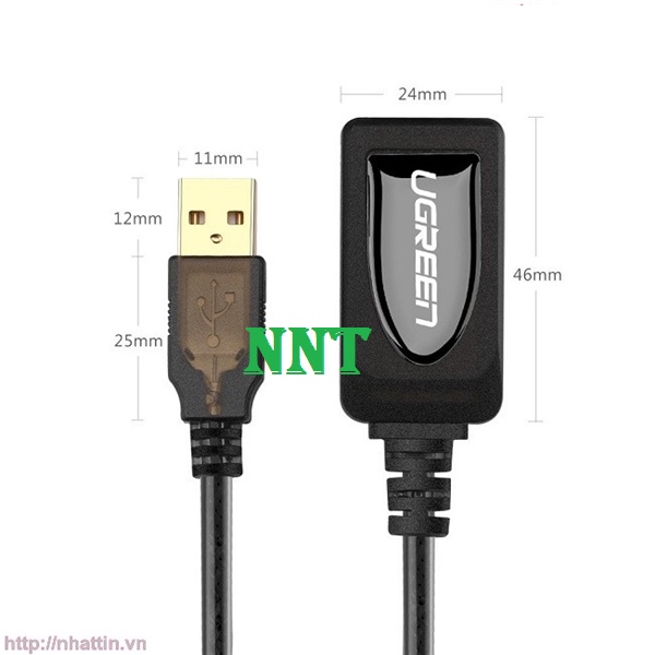 Cáp USB nối dài 20m có chíp khuếch đại chính hãng Ugreen 10324 Cao cấp