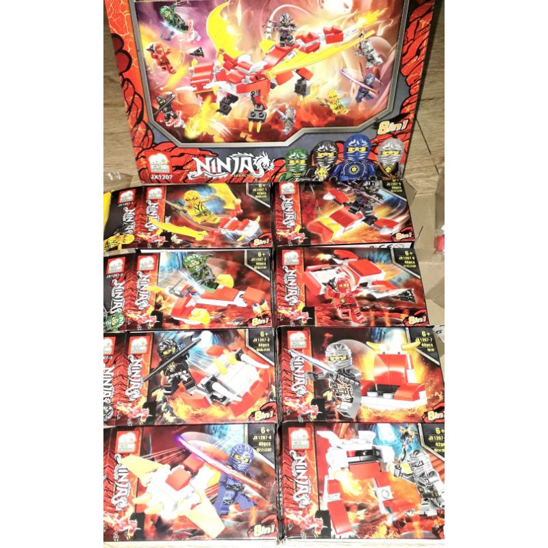 Sét 8 hộp Lắp ráp LegoNinja Quái Thú Kỳ Lân JX1207 trọn bộ có nhiều chi tiết bằng nhựa