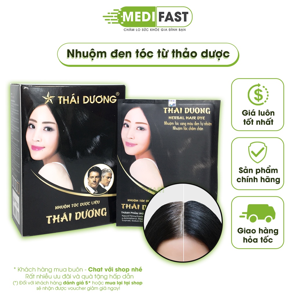 Nhuộm tóc dược liệu cao cấp Thái Dương - Thành phần từ thiên nhiên- hộp 5 gói