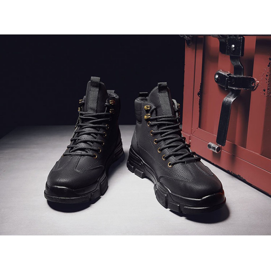 Giày Sneaker nam cổ cao, bốt nam da lì phong cách bụi bặm đường phố QA - 362 | BigBuy360 - bigbuy360.vn