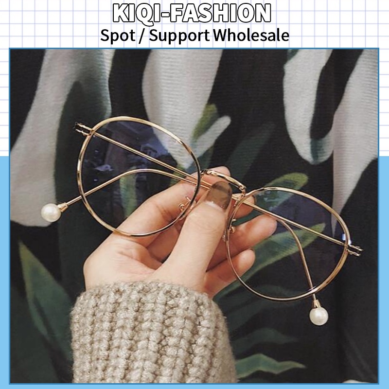 (KIQI-FASHION) COD Kính Chống Bức Xạ Gọng Tròn Bằng Kim Loại Ánh Sáng Xanh Thời Trang Cho Nữ