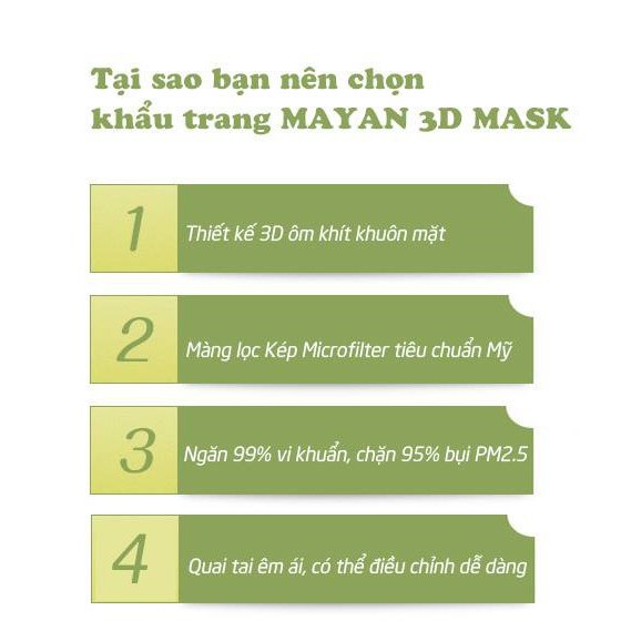  Khẩu Trang Mayan 3D Mask Pm2.5 Medi Freesize Màng Lọc N95