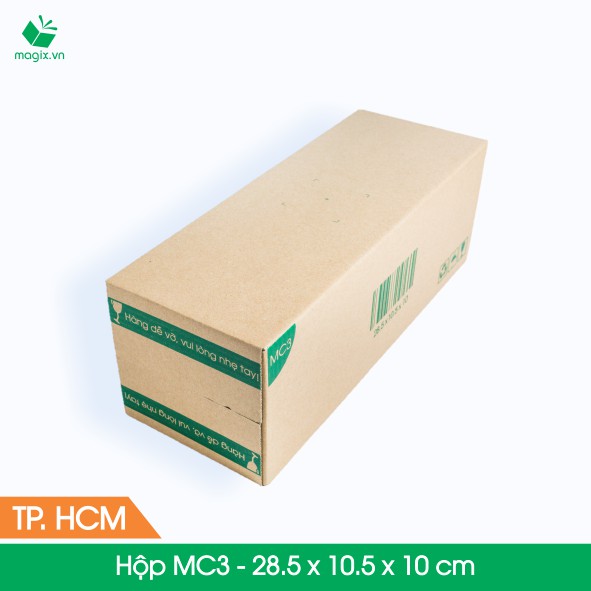 MC3 - 28.5x10.5x10 cm - 60 Thùng hộp carton + tặng 25 decal HÀNG DỄ VỠ