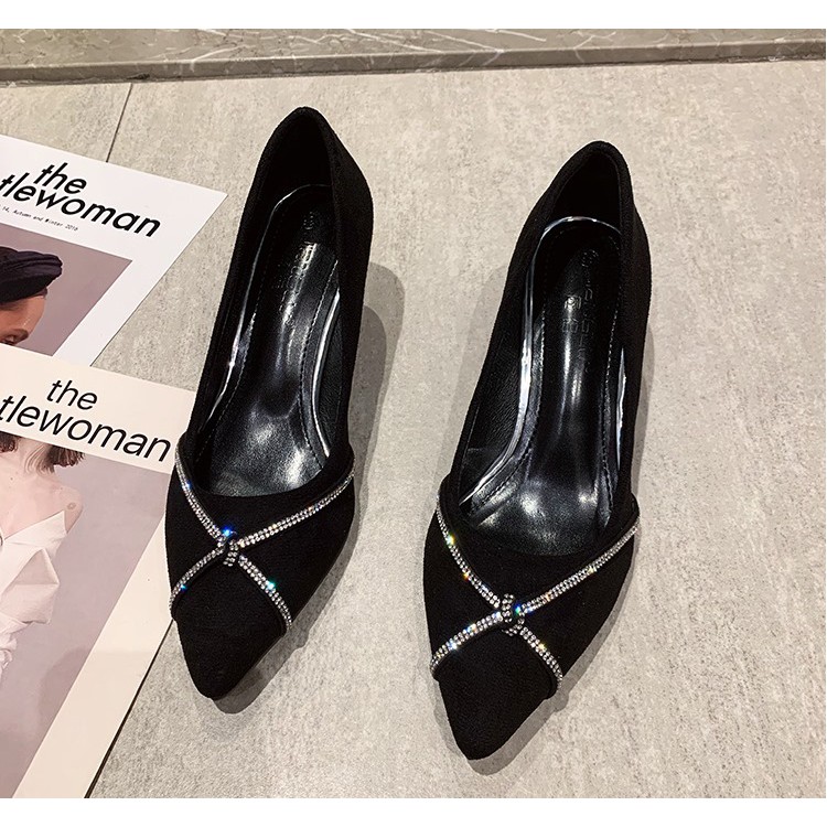 Giày đế xuồng da lộn mũi nhọn gót cao 5p và 8p size 33/40   100421