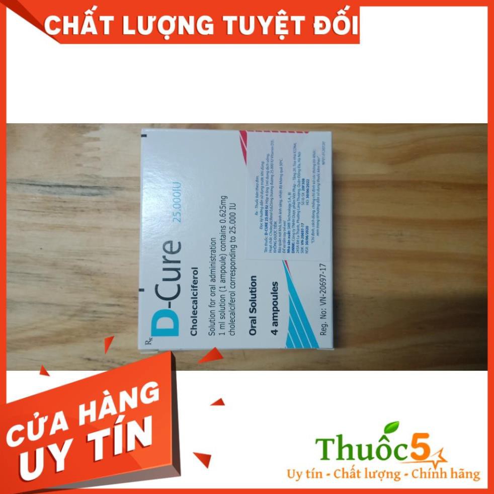 Dung Dịch D-cure 25000Iu Hỗ Trợ Tính Trạng Thiếu Hụt Vitamin D3 Ở Trẻ Em Và Người Lớn Hộp 4 Ống