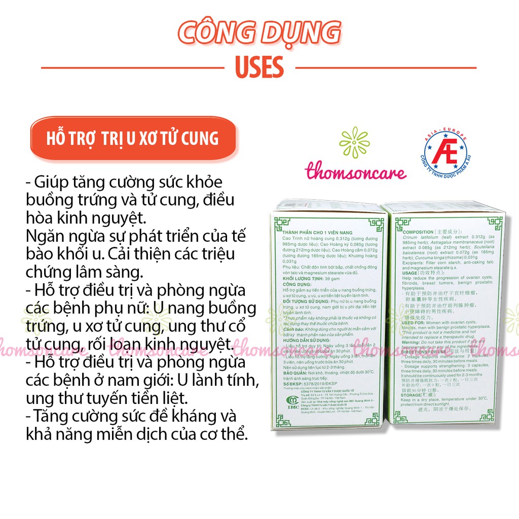 Nga Phụ Khang Mua 6 tặng 1 bằng tem tích điểm - hỗ trợ giảm U xơ tử cung, u nang buồng trứng từ cây Trinh nữ hoàng cung