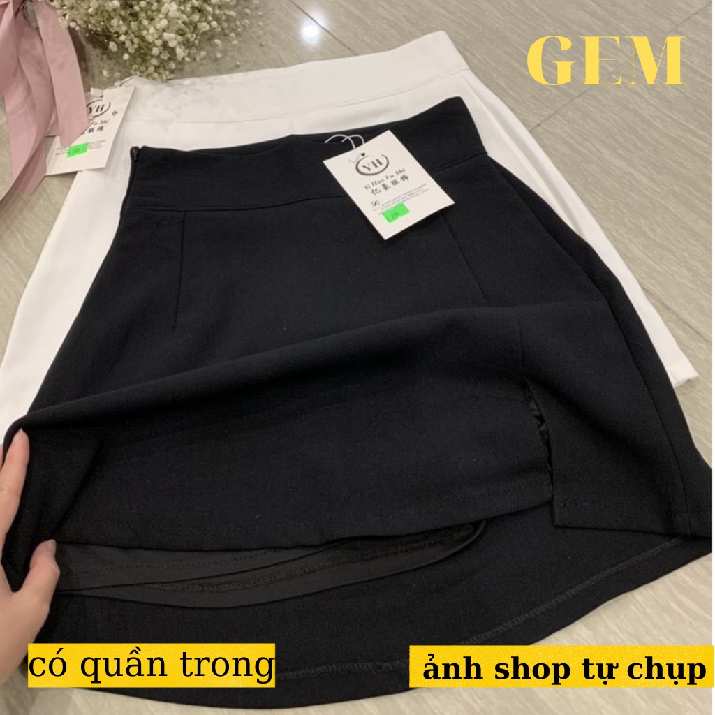 Chân váy chữ a ngắn công sở xẻ tà có quần lót trong