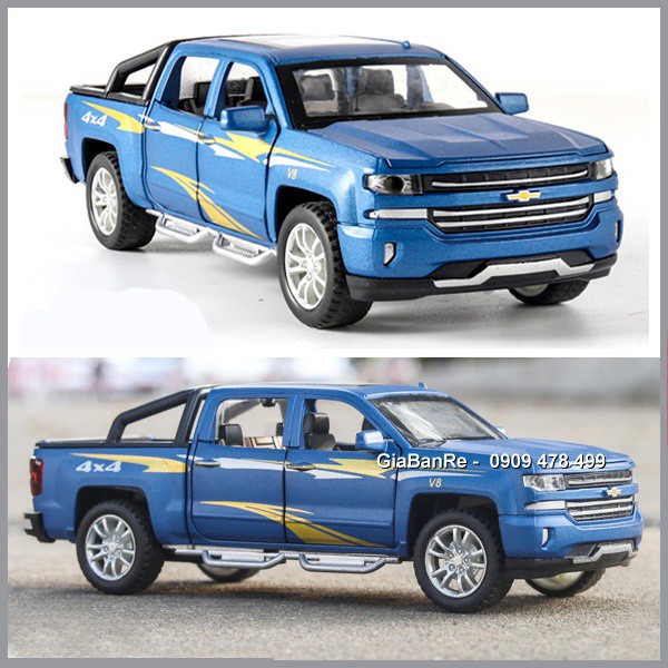 XE MÔ HÌNH KIM LOẠI TỈ LỆ 1:32 - BÁN TẢI CHEVROLET SILVERADO - XANH - 9671.4