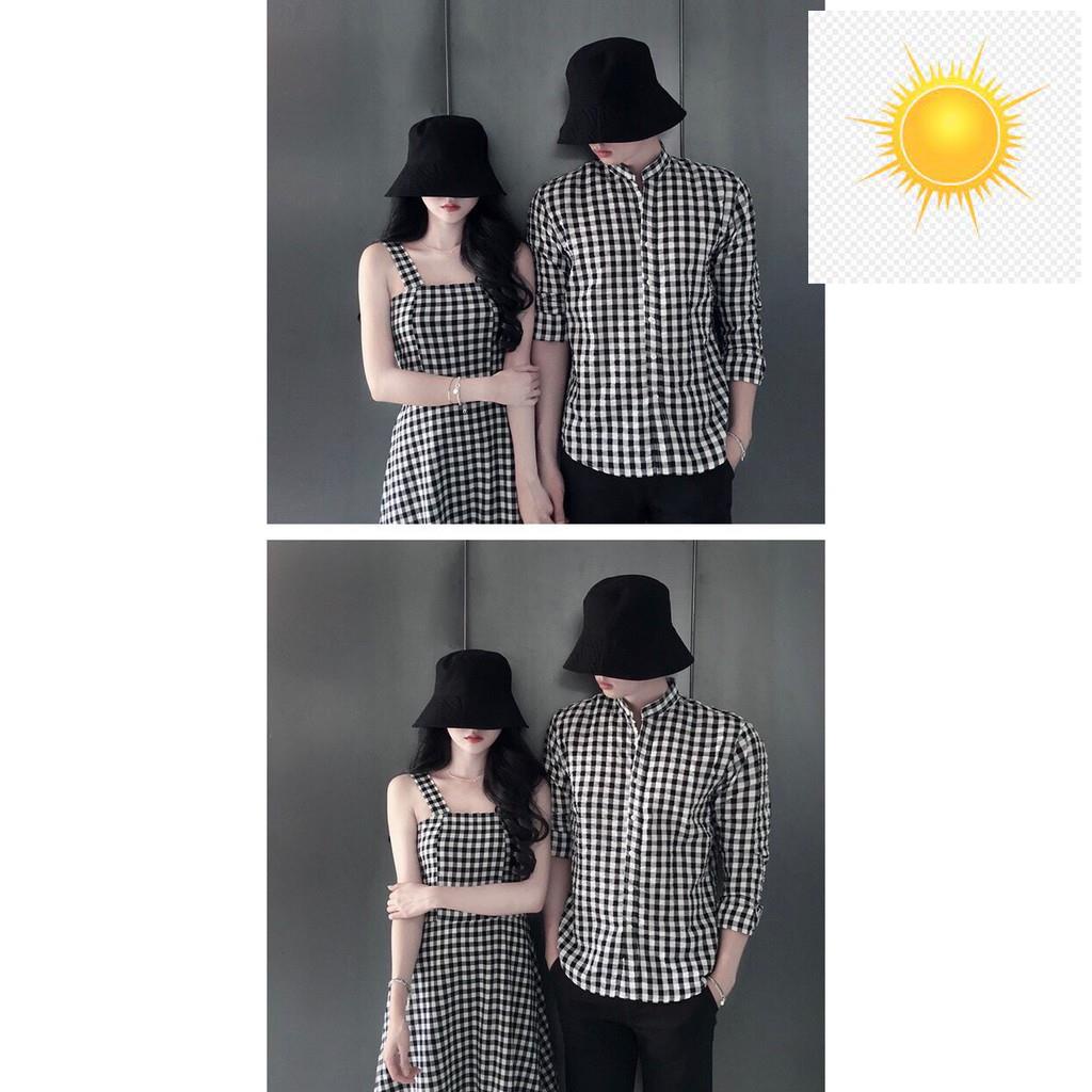 🕵️🕵️ Đồ đôi váy sơ mi ❤️FREESHIP❤️ Áo váy đôi nam nữ dễ thương chụp ảnh đi biển kẻ caro AV41 🕵️