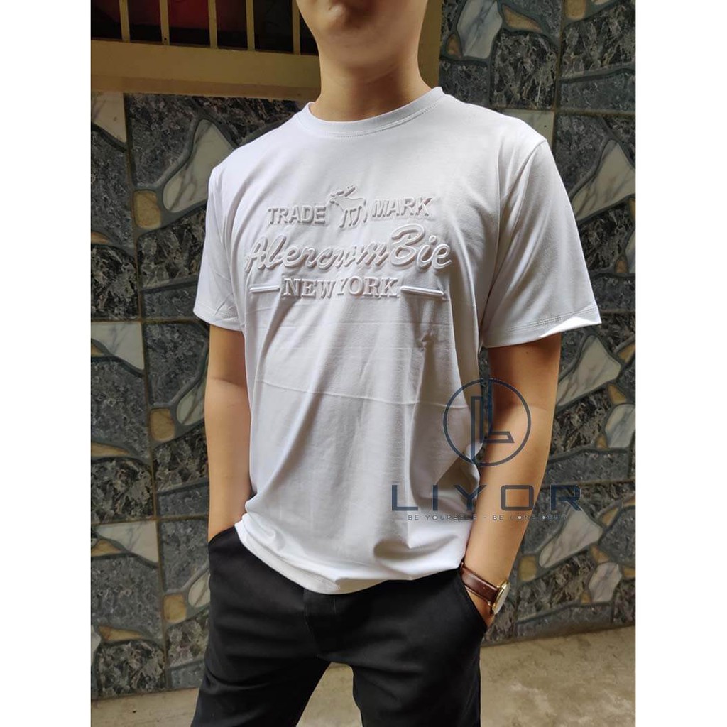 Áo thun nam (HÌNH THẬT) cổ tròn in chữ nổi cao cấp thun cotton tốt - Thời trang nam Liyor - TACT4041