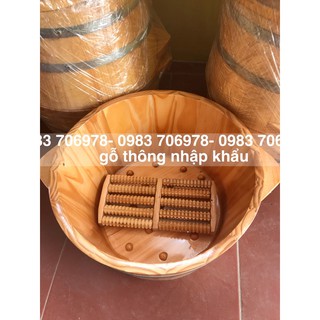 Chậu gỗ ngâm chân loại 1  có hạt massages+ bàn lăn(tặng thảo dược)