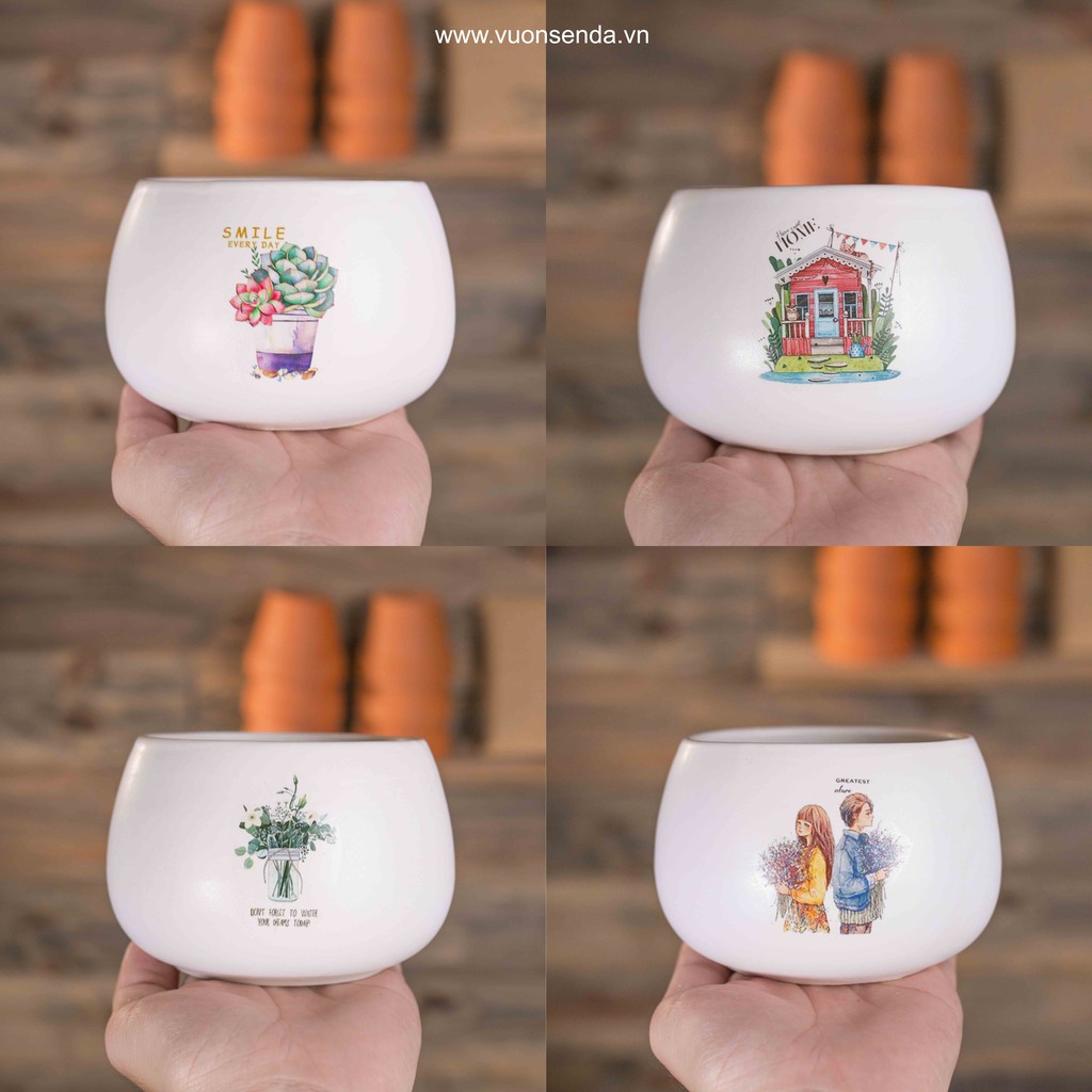Chậu hạt dẻ hình 10x8cm - Vườn sen đá
