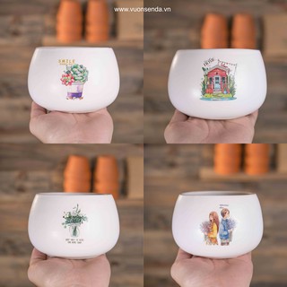 Chậu hạt dẻ hình 10x8cm - Vườn sen đá