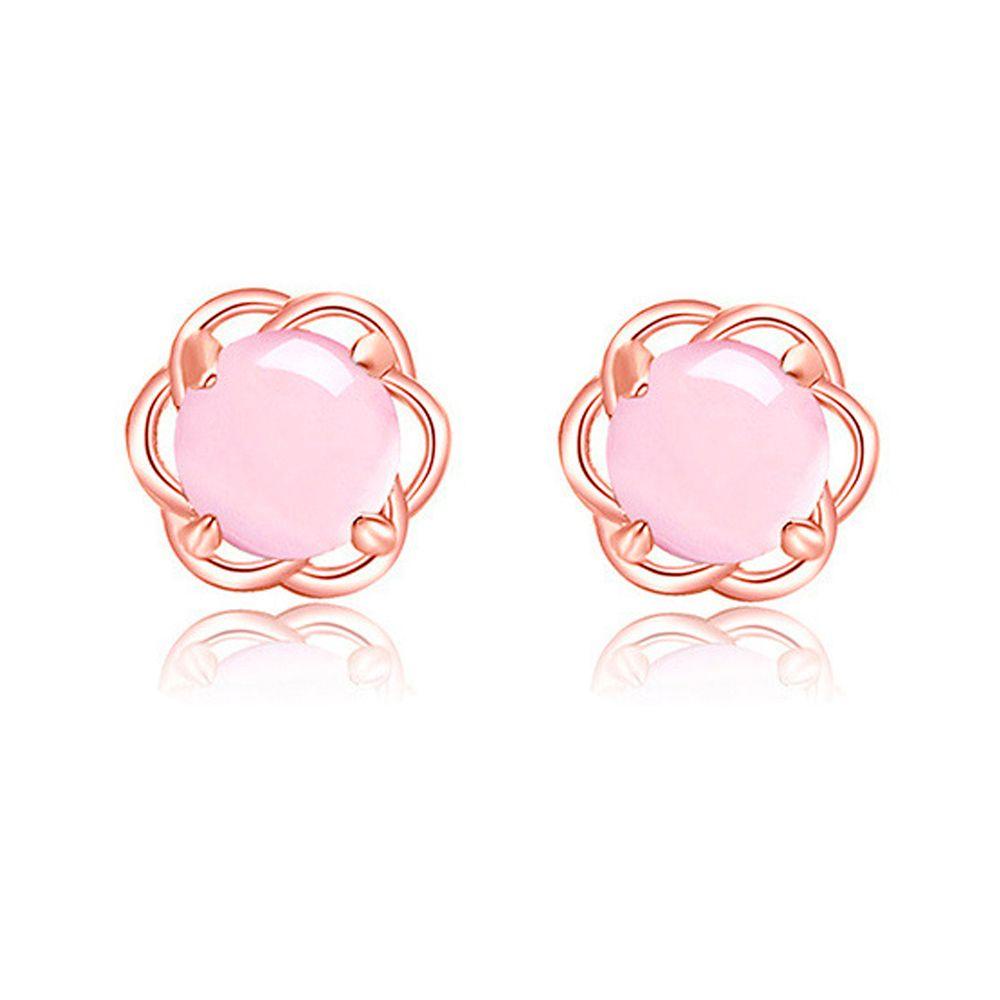 Hoa Hồng Trang Trí|Bông Tai Mạ BạC HìNh Hoa Sen MàU HồNg ThờI Trang