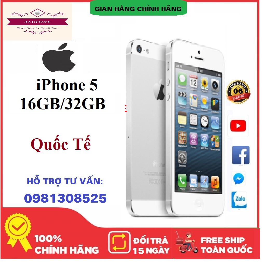 Điện thoại Apple iPhone 5 - 16G/32G. Bản quốc tế chính hãng - CAM KẾT MÁY NGUYÊN ZIN 100% | BigBuy360 - bigbuy360.vn