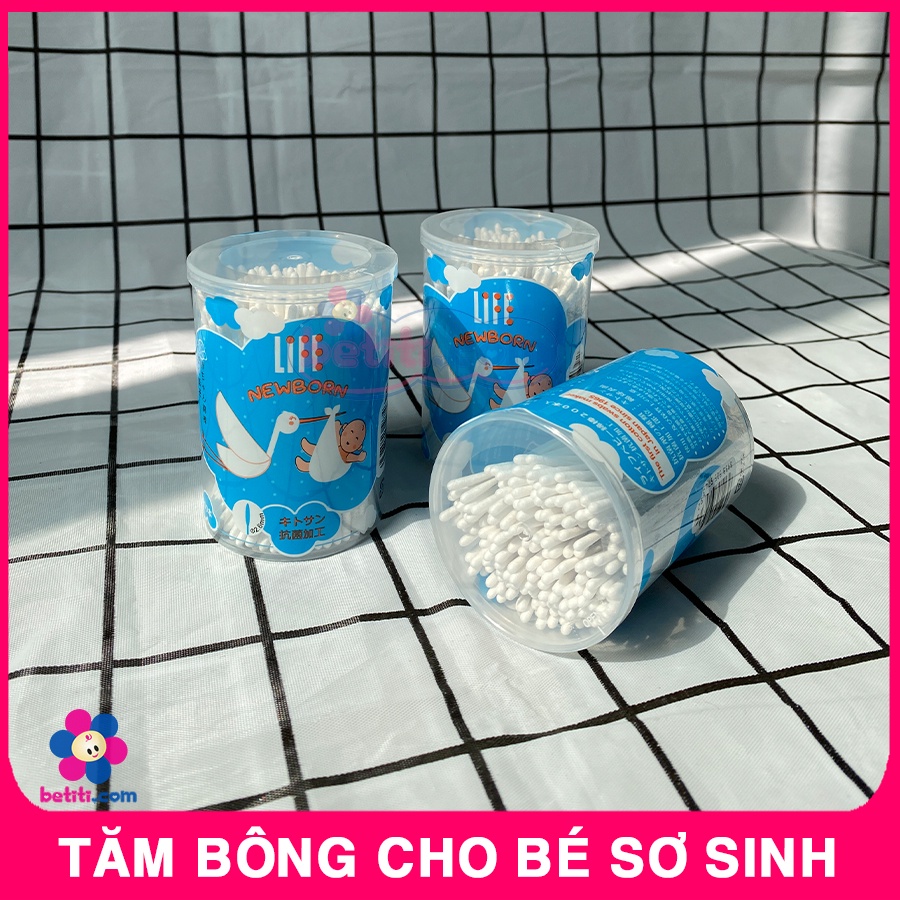 Tăm Bông Cho Trẻ Sơ Sinh Life New born, Công Nghệ Nhật Bản Hộp Bông Ngoáy Tai Trẻ Em