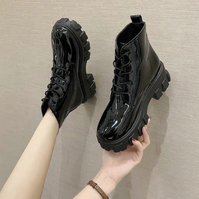 [ORDER] Giày boots nữ cao cổ buộc dây màu đen cá tính đơn giản đế đinh đẹp mới xinh thời trang năng động🍓🍓