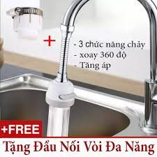 (LOẠI DÀI) ĐẦU VÒI NỐI RỬA BÁT TĂNG ÁP XOAY 360 ĐỘ