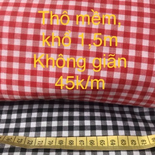 Set 3m vải thô caro đỏ 45k/m (hết đen) và 2m thun cotton 30k/m