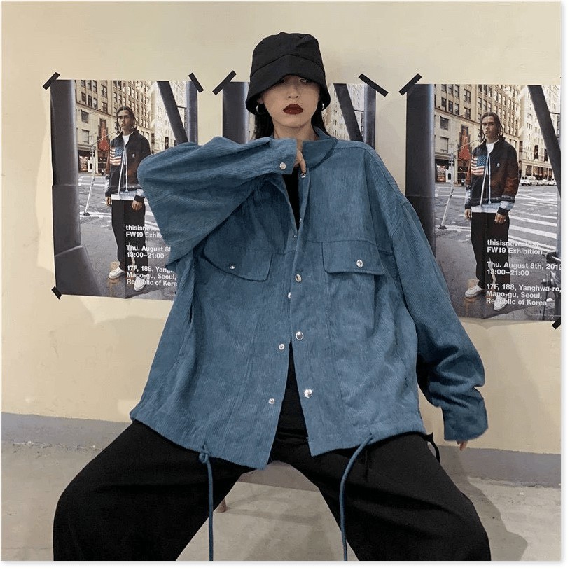 ÁO KHOÁC KAKI NHUNG FORM RỘNG PHONG CÁCH HÀN SIÊU ĐẸP CHO GIỚI TRẺ