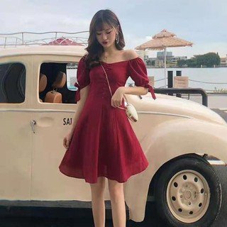 Váy tiểu thư nơ tay - váy đầm dáng xòe hàng đẹp