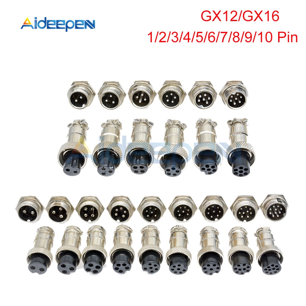 1 Set Đầu Nối Bằng Nhựa Gx12 Gx16 2 / 3 / 4 / 5 / 6 / 7 / 8 / 9 / 10 Pin Male + Female 12mm 16mm
