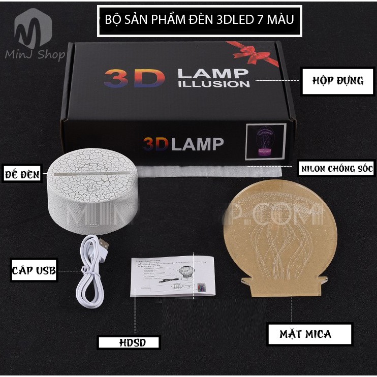 Đèn Ngủ 3D Led Naruto | MinJ Shop | 16 Màu + Remote | Đèn Ngủ Mica 3D
