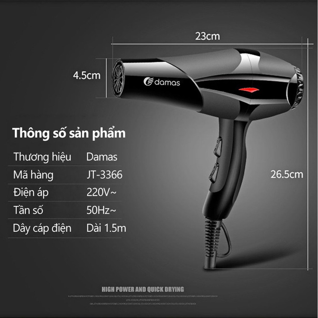 [ FREESHIP ] Máy Sấy Tóc Tạo Kiểu Deliya Công Suất Lớn 2200W Tặng Kèm 5 Phụ Kiện ACCESS SHOP