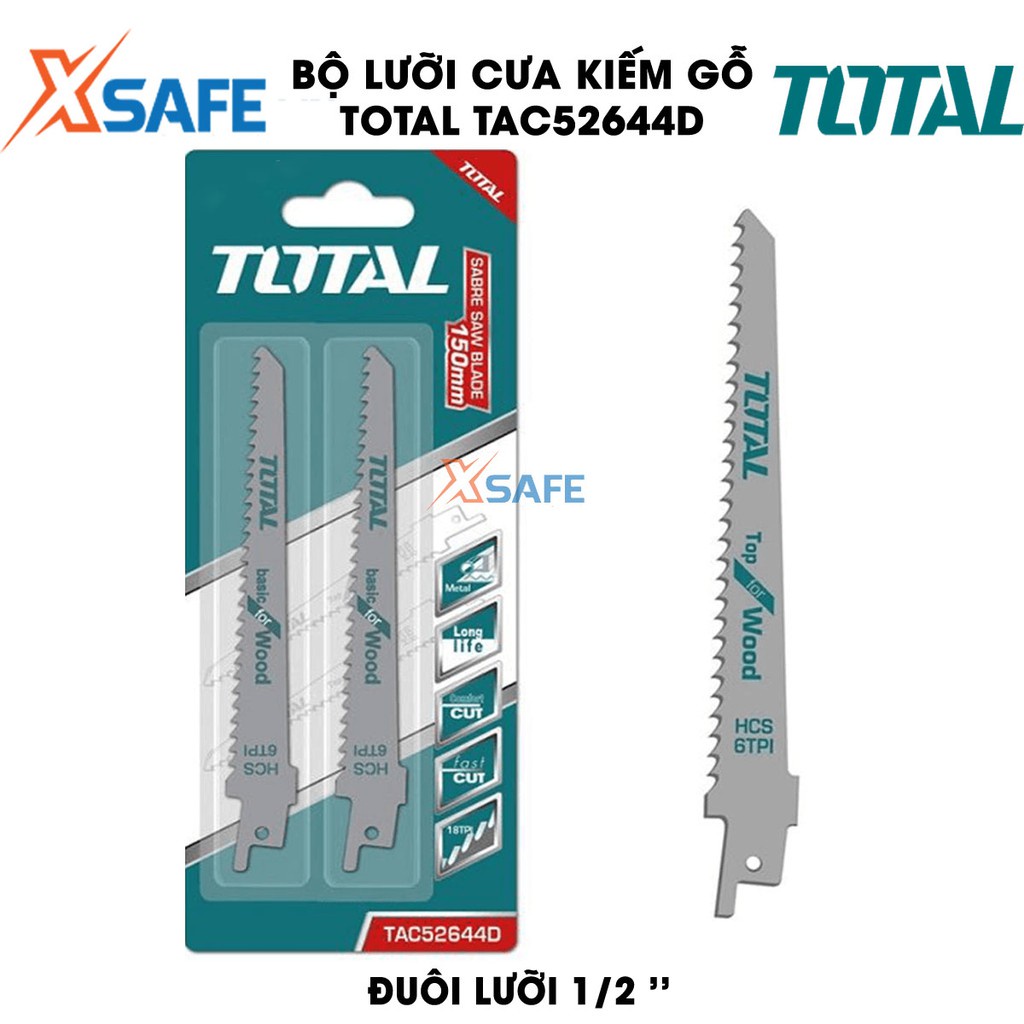 Bộ lưỡi cưa kiếm gỗ TOTAL TAC52644D Lưỡi cưa kiếm Total chất liệu thép carbon, mỗi inch 6 răng cưa, cắt nhanh gỗ, nhựa