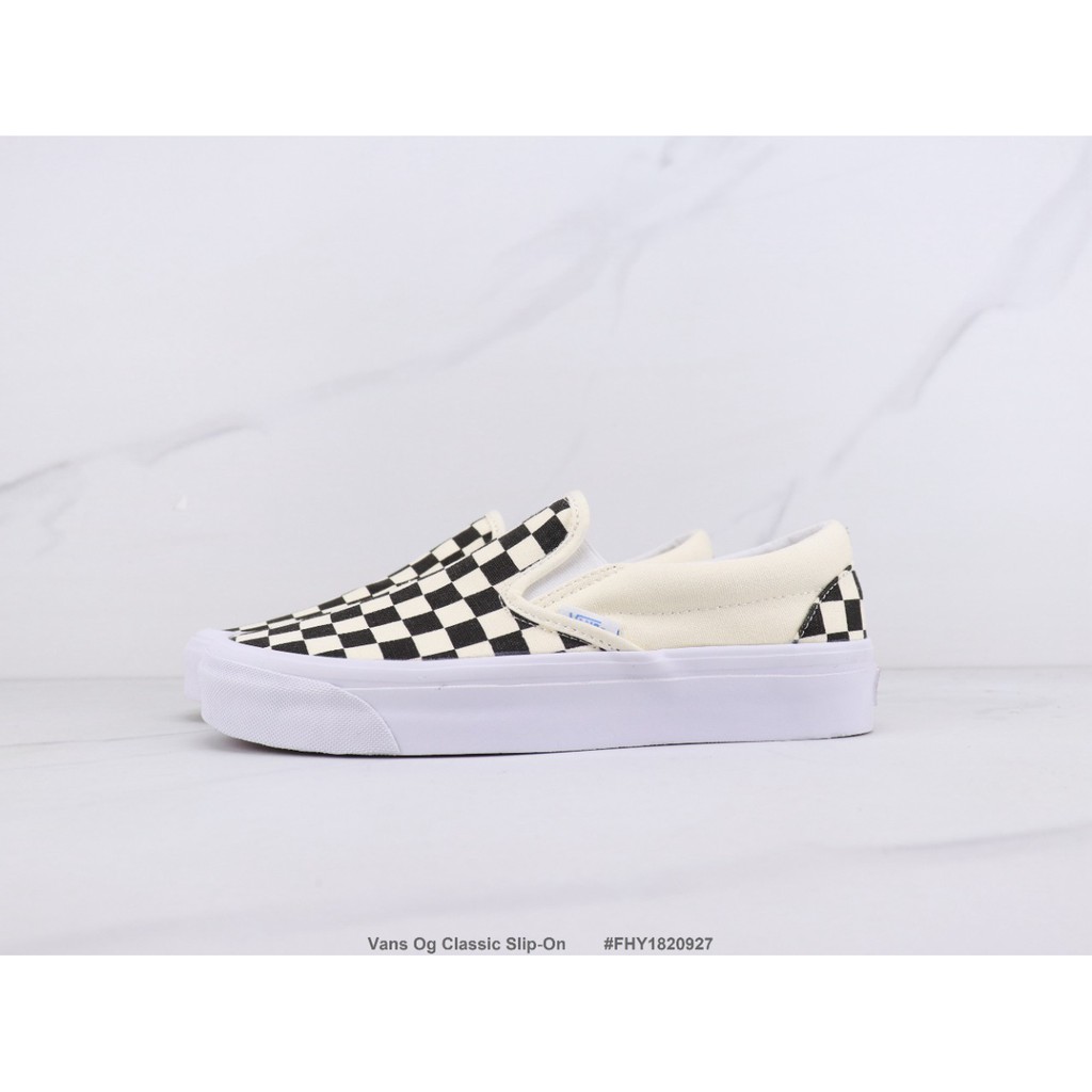 Vans Og Classic Slip-On Vans low-top casual shoes Checkerboard style lazy shoes Canvas 35-44 #FHY1820927