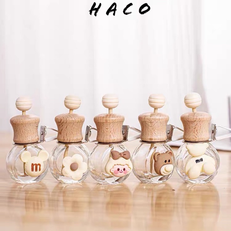 Lọ đựng tinh dầu khuếch tán nước hoa ô tô cài cửa gió gắn hình dễ thương 8ml