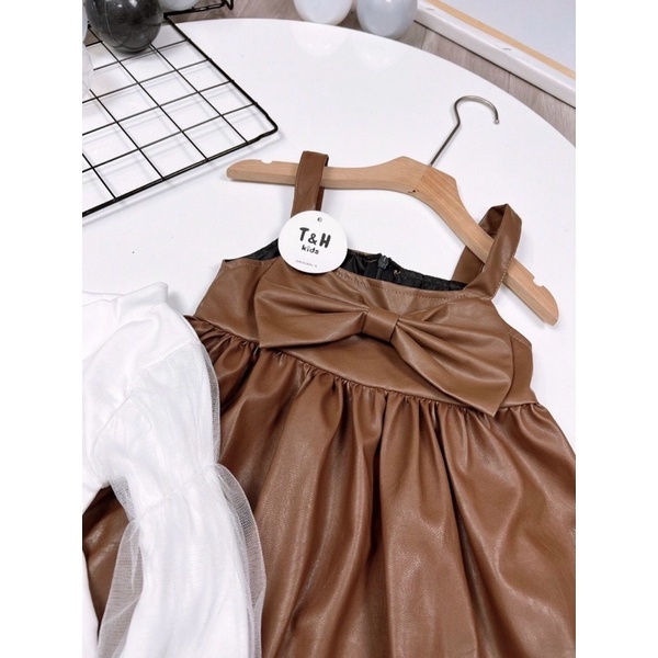 Sét váy da kèm áo ta phồng cho bé gái 10-18kg