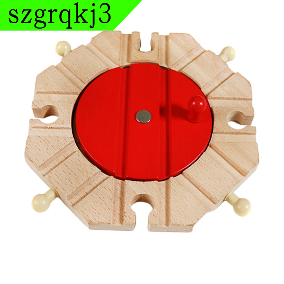 Kid Preschool Wooden Toy Trains Set Track Crane Freight Car Turntable Blocks