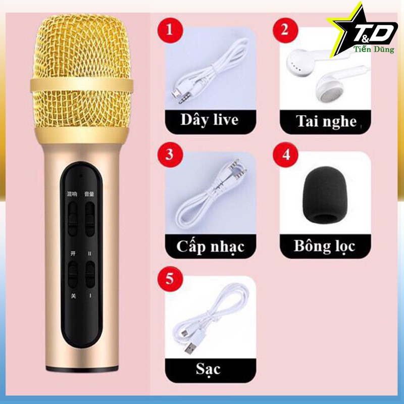 Bộ Micro C11 Live Stream, Hát Karaoke Chuyên Nghiệp Mới, Đầy Đủ Phụ Kiện Tai Nghe, Cáp Sạc, Dây LiveStream