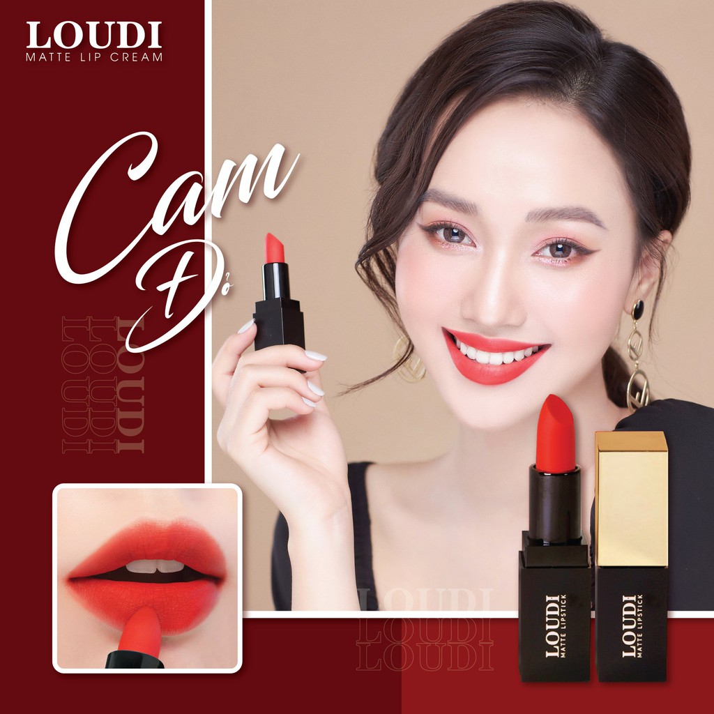 Son sáp lì màu cam đỏ 3.5g Loudi LDS07CĐ chính hãng