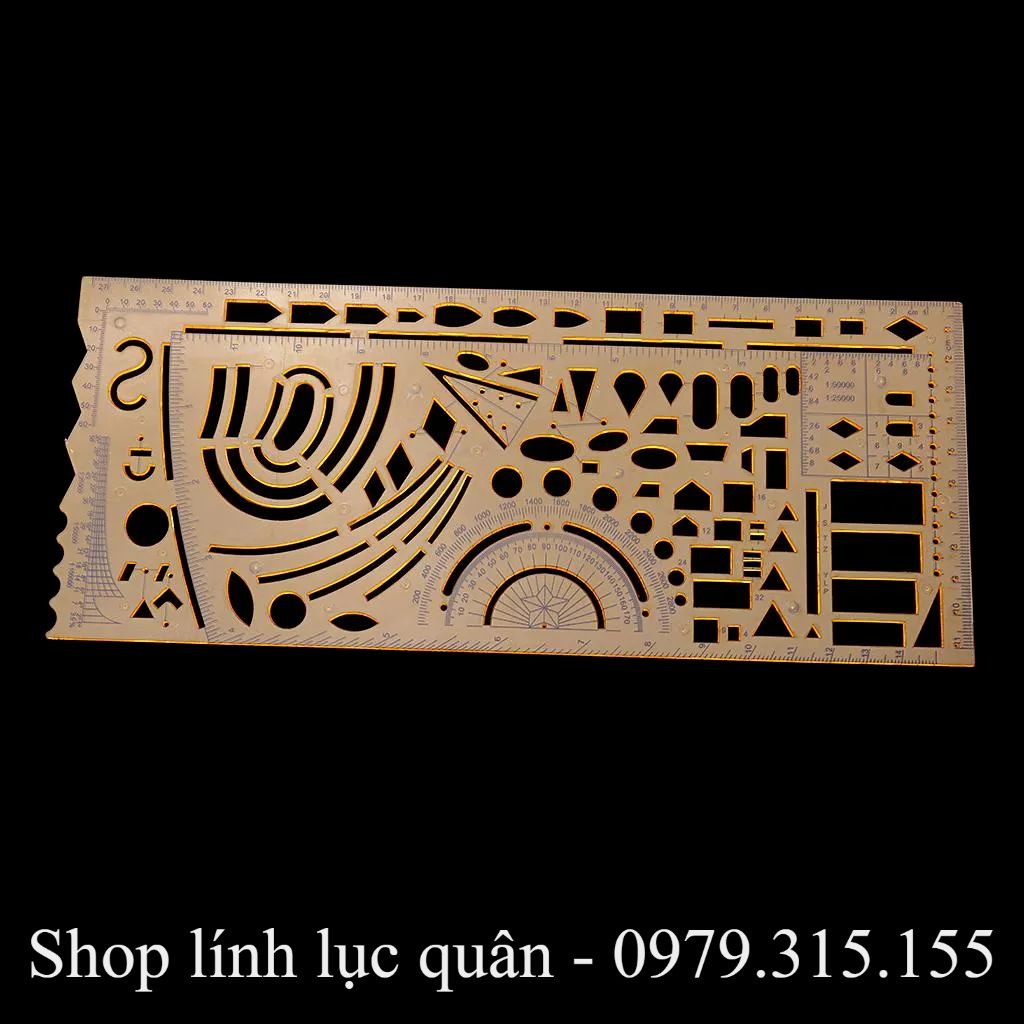 Thước vàng vẽ chỉ huy tham mưu 28x11.5cm