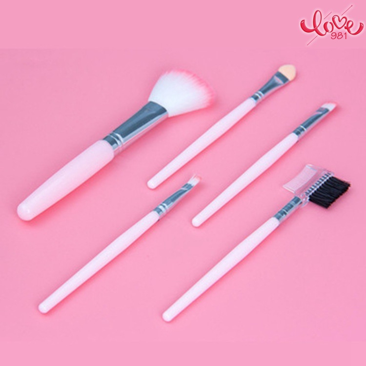 [Hàng mới về] Set 5 cọ trang điểm tông màu hồng đáng yêu nhỏ gọn dễ mang theo