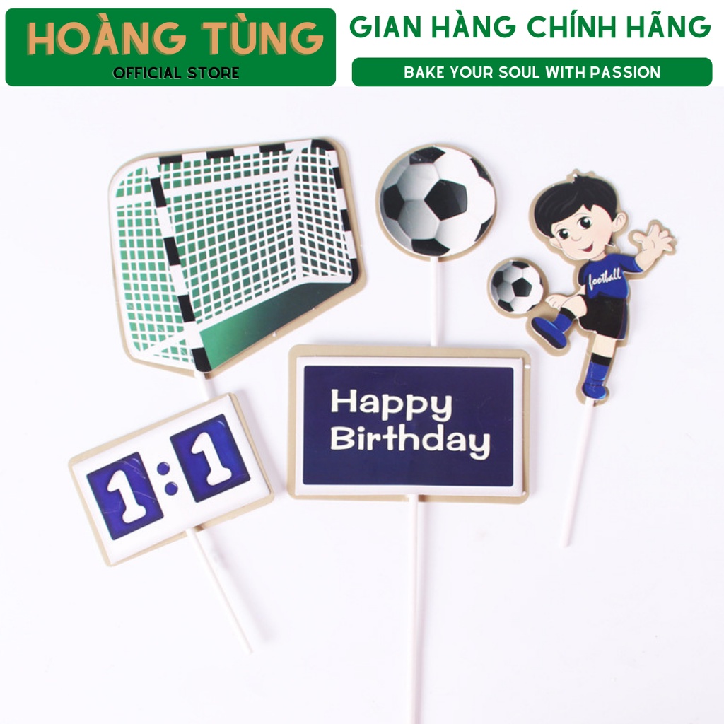 Set trang trí bánh sinh nhật, bánh kem, bé cầu thủ