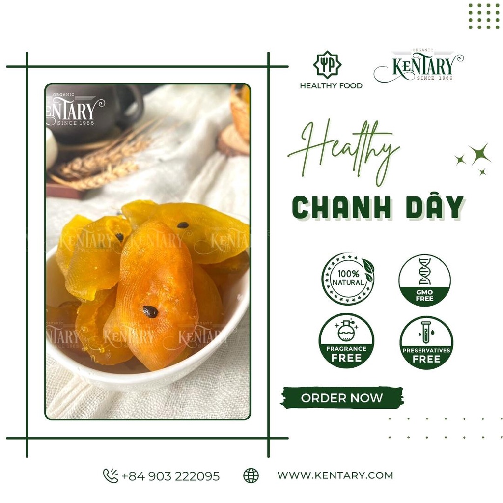 Chanh Dây Sấy Lạnh Kentary - Đẹp Da - Ngủ Ngon - Ăn Vặt Healthy