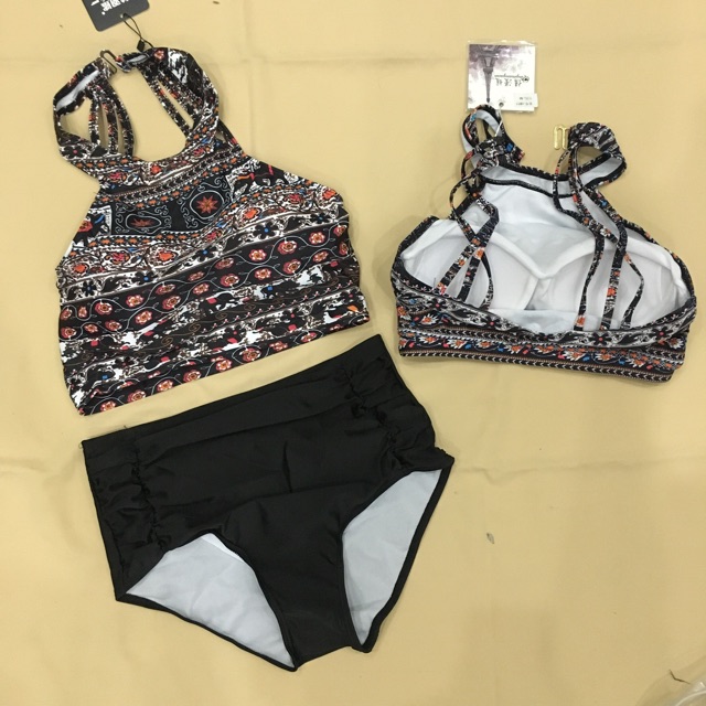 CÓ SẴN bikini đồ bơi nữ thổ cẩm áo yếm có gọng đệm