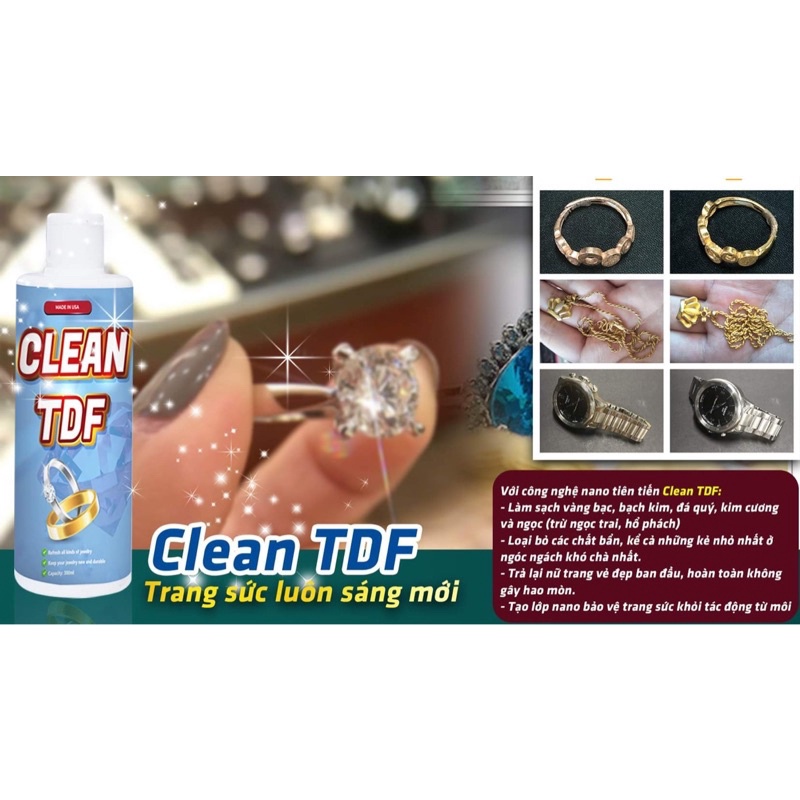 Nước Rửa Vàng Bạc Nữ Trang CLEAN TDF , Làm Mới Trang Sức Sáng Bóng Hiệu Quả