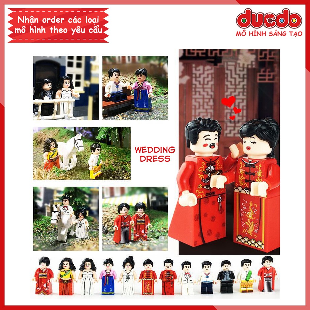 Bộ 12 Minifigures cô dâu chú rể các quốc gia trên thế giới - Đồ chơi Lắp ghép Xếp hình Mini Wedding Dress Mô hình