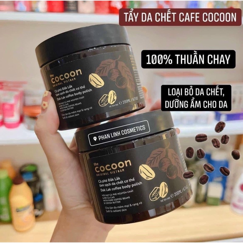 tẩy tế-bào body-cocoon cà phê dạng hủ